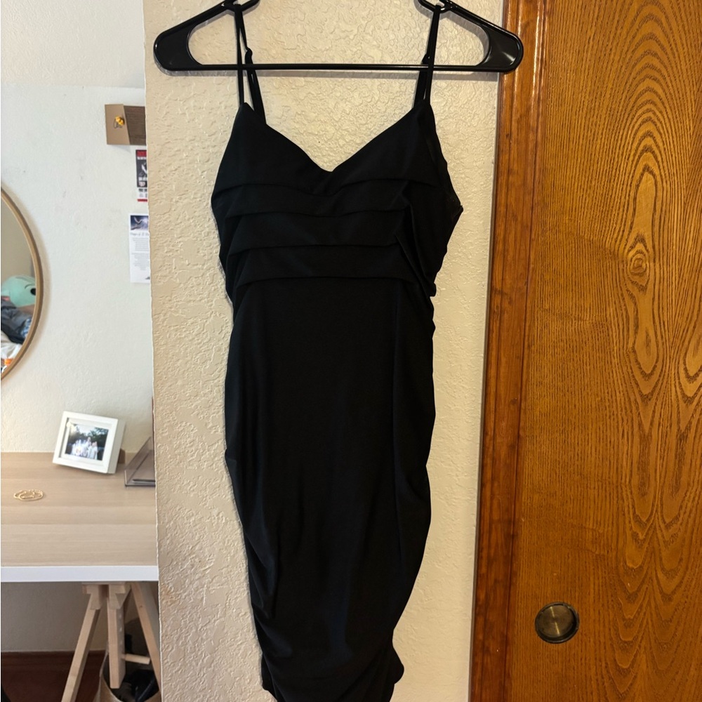 Chic Black Ruffled Mini Dress